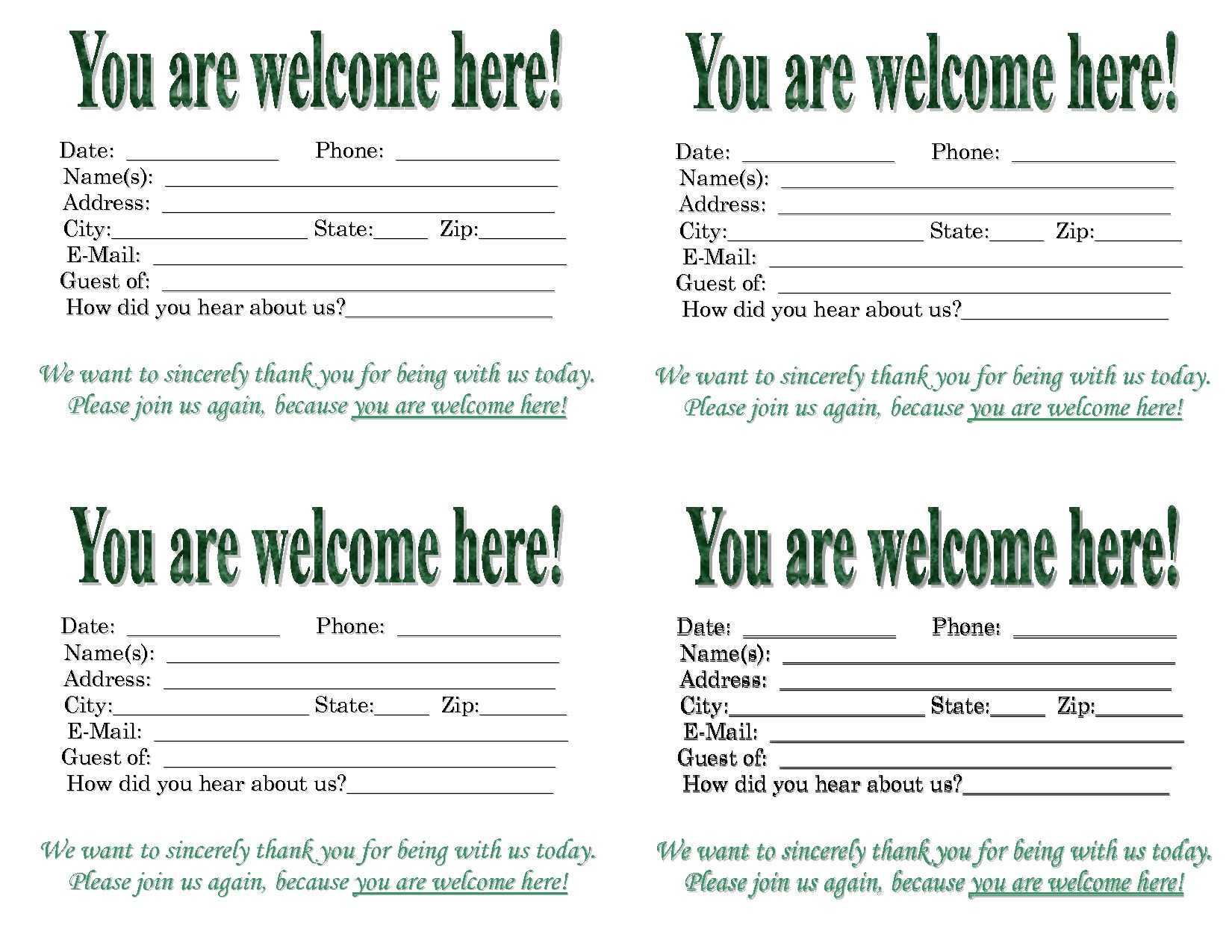 Church Visitor Card Template One Checklist That You Should Inside Church Visitor Card Template