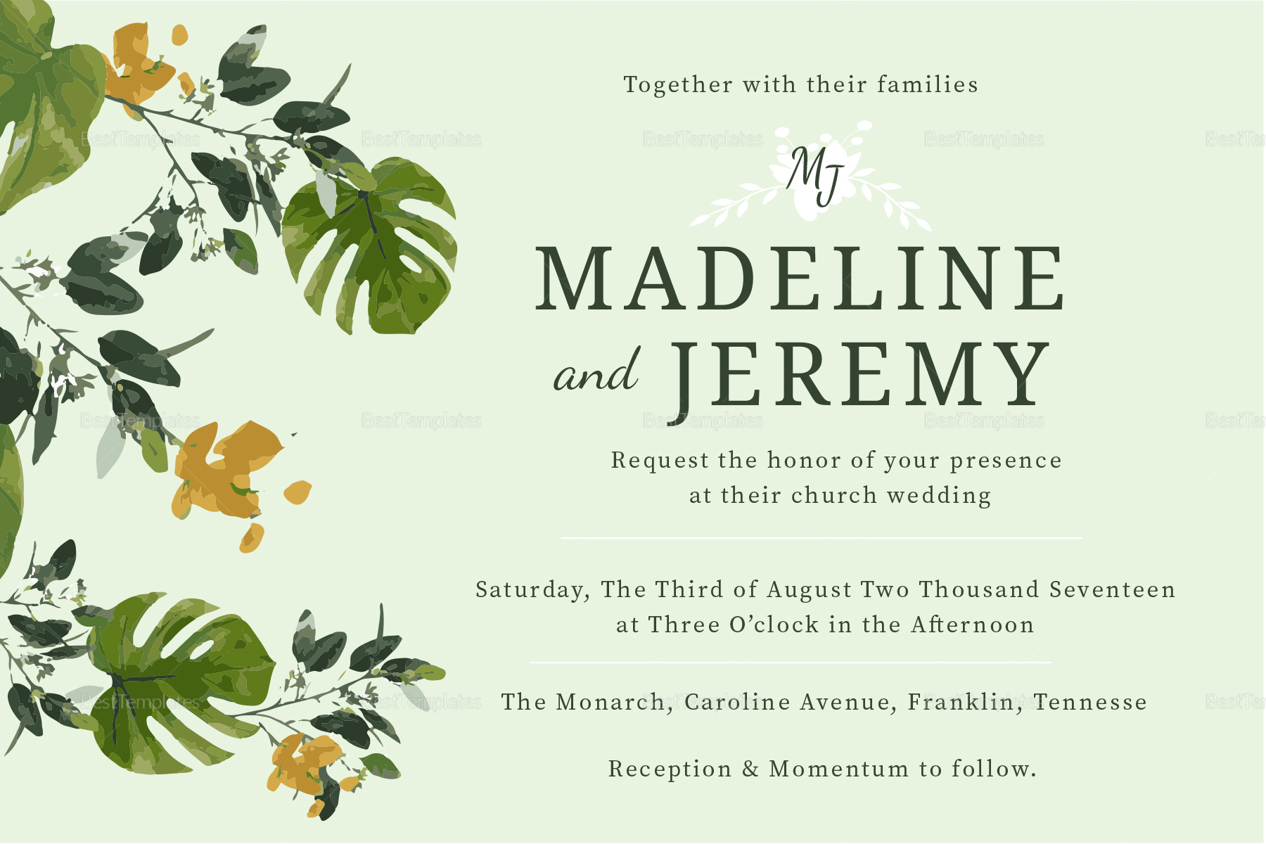 Church Wedding Invitation In Landscape And Portrait Regarding Church Wedding Invitation Card Template