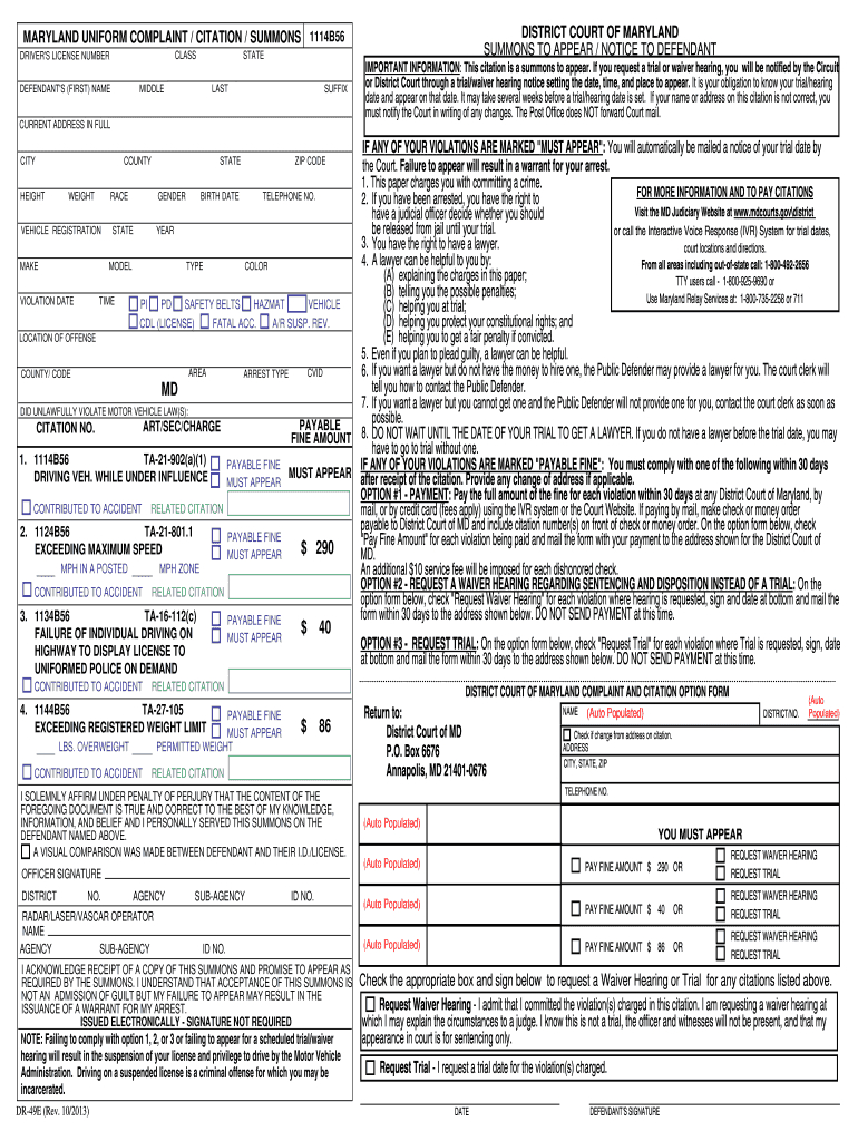 Citations Blank – Fill Online, Printable, Fillable, Blank With Regard To Blank Speeding Ticket Template