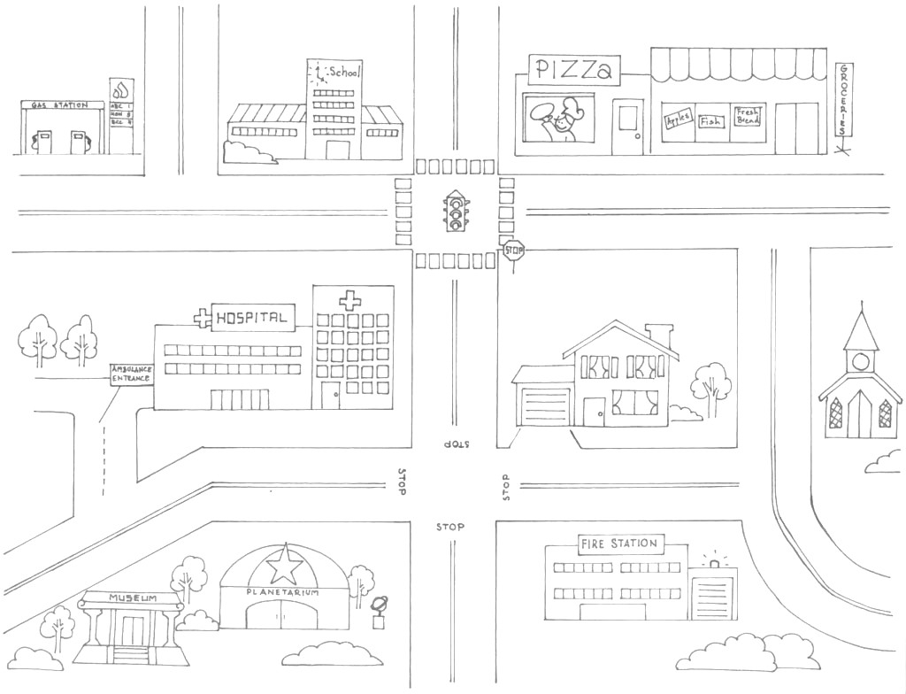 City Map Coloring Page | E Dbd Throughout Blank City Map Template