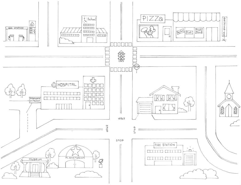 City Map Coloring Page | E Dbd Throughout Blank City Map Template