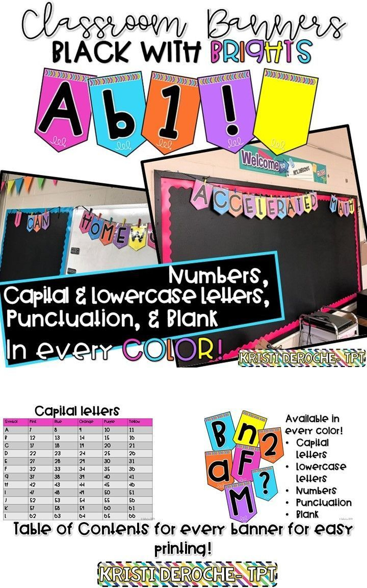 Classroom Banner  Black With Bright Colors | Classrooms With Classroom Banner Template