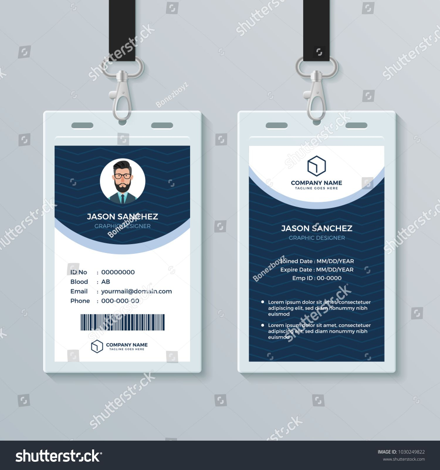 Clean And Modern Employee Id Card Design Template Employee For Work Id Card Template