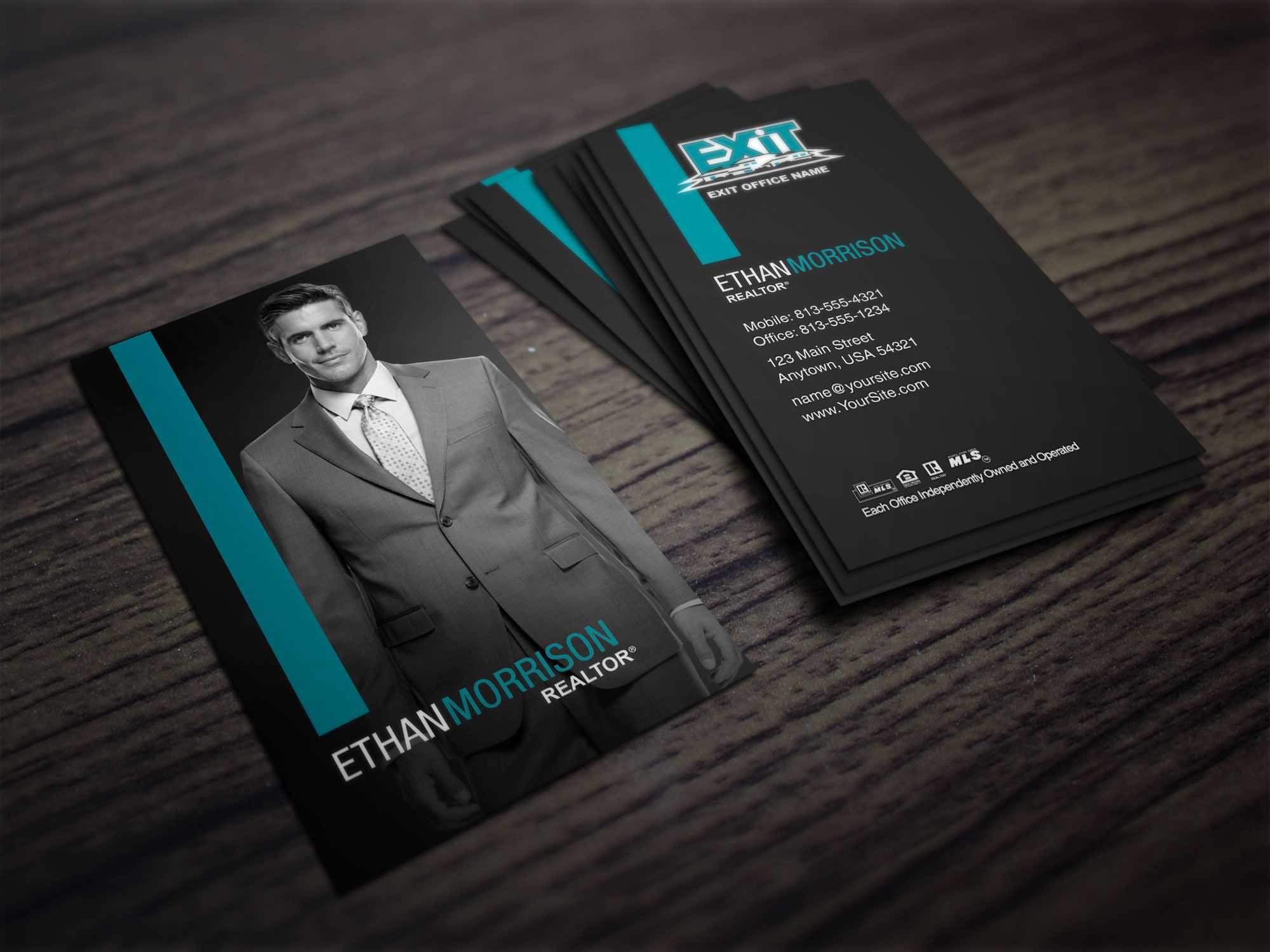 Clean, Dark Exit Realty Business Card Design For Realtors In Coldwell Banker Business Card Template