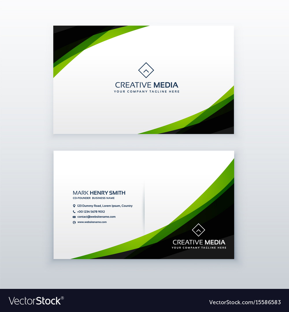 Clean Simple Green Business Card Design Template In Designer Visiting Cards Templates