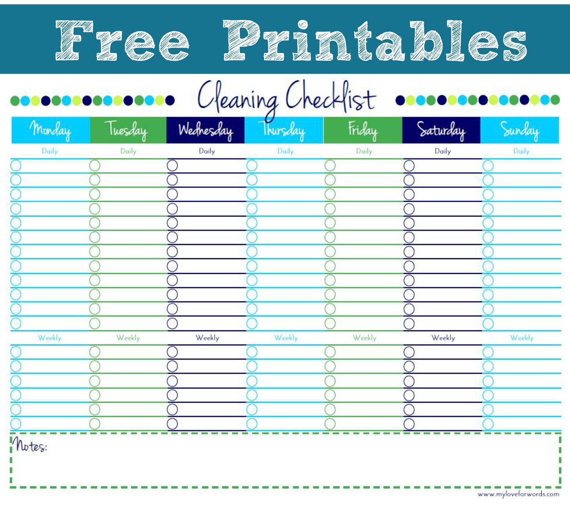 Cleaning Checklist {Free Printable} In Blank Cleaning Schedule Template