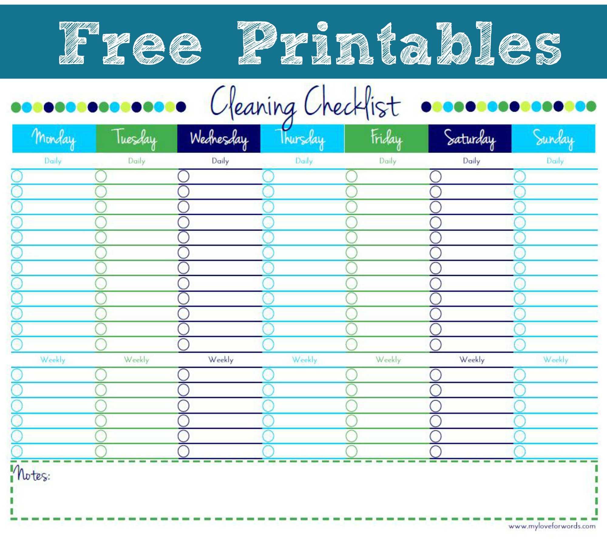 Cleaning Checklist {Free Printable} In Blank Cleaning Schedule Template