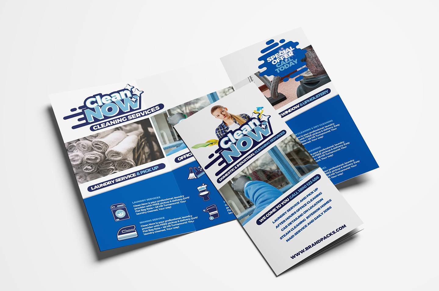Cleaning Service Trifold Brochure Template In Psd, Ai Inside With Commercial Cleaning Brochure Templates