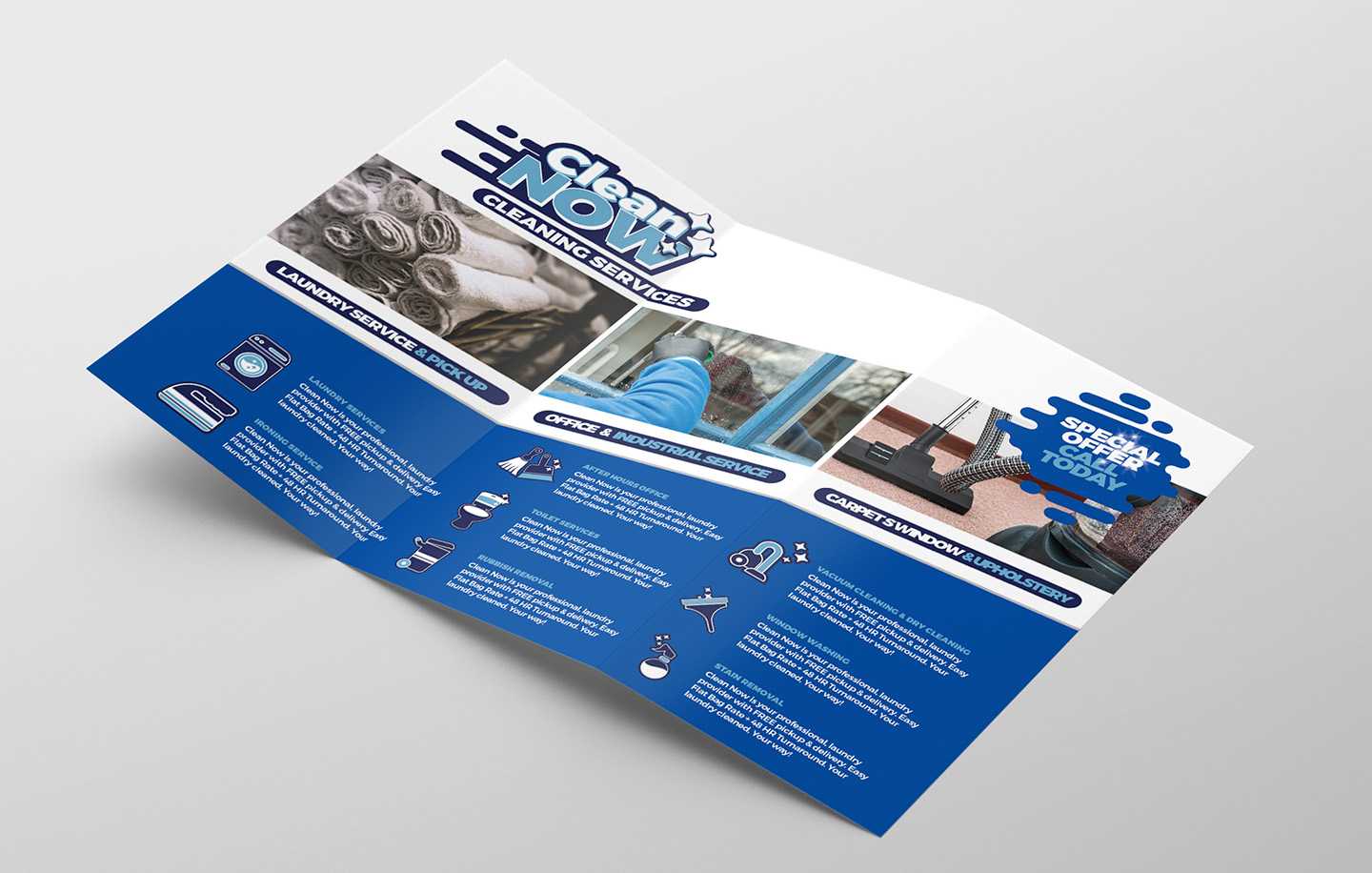 Cleaning Service Trifold Brochure Template In Psd, Ai With Regard To Cleaning Brochure Templates Free