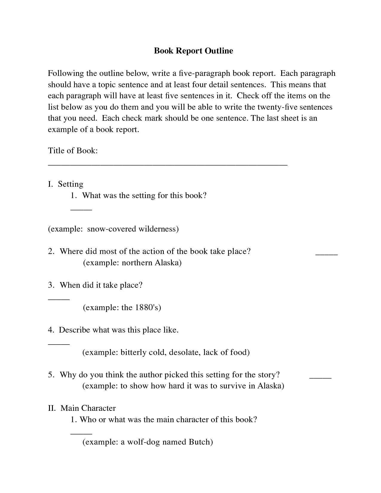 College Book Report Template | Book Report Outline Following With College Book Report Template