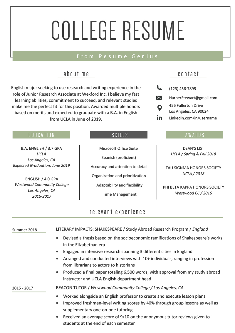 College Student Resume Sample & Writing Tips | Resume Genius Intended For College Student Resume Template Microsoft Word