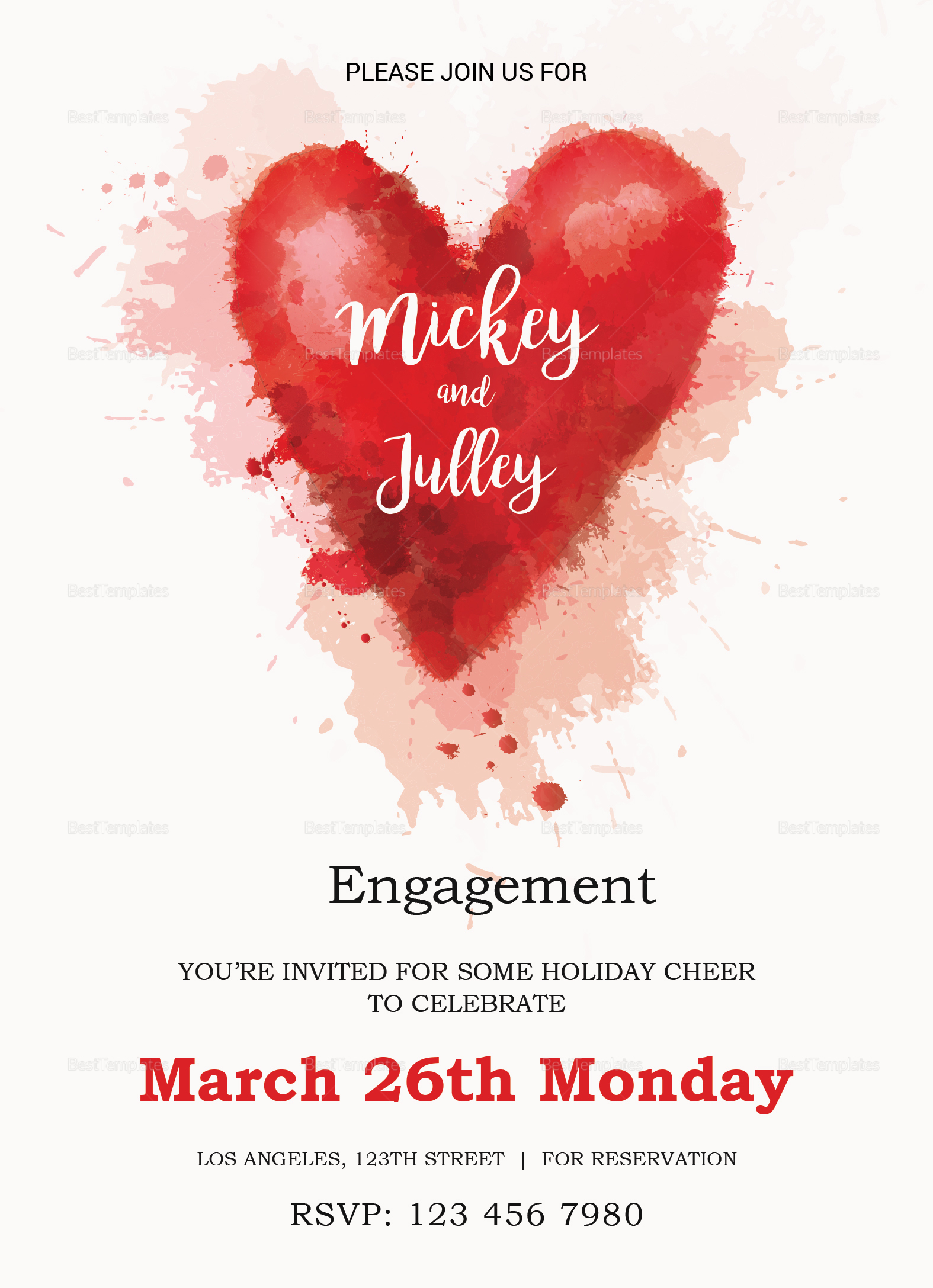 Colorful Engagement Invitation Card Template Throughout Engagement Invitation Card Template