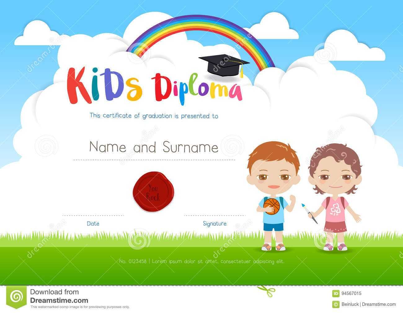 Colorful Kids Summer Camp Diploma Certificate Template In With Regard To Summer Camp Certificate Template