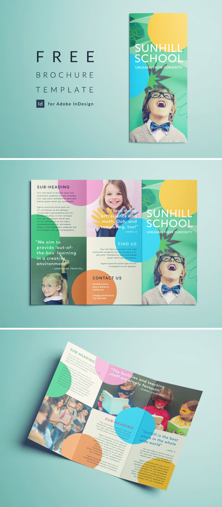 Colorful School Brochure – Tri Fold Template | Download Free For Free Template For Brochure Microsoft Office