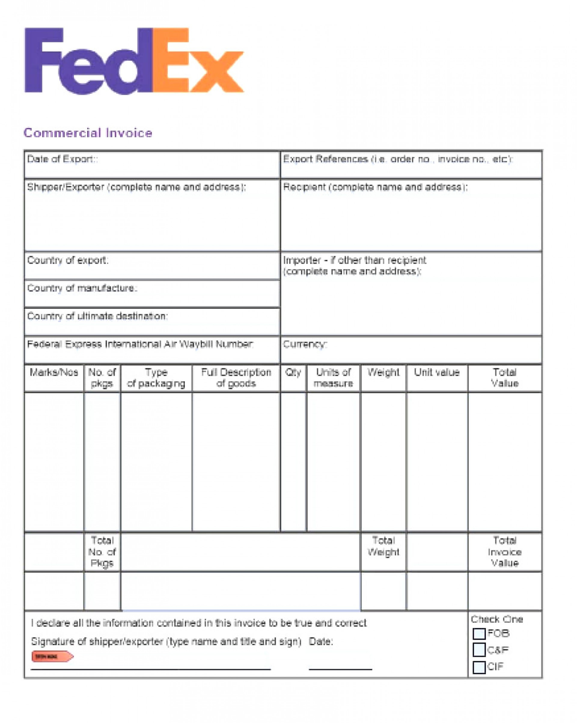 Commercial Invoice Template Word Doc – Atlantaauctionco Throughout Commercial Invoice Template Word Doc