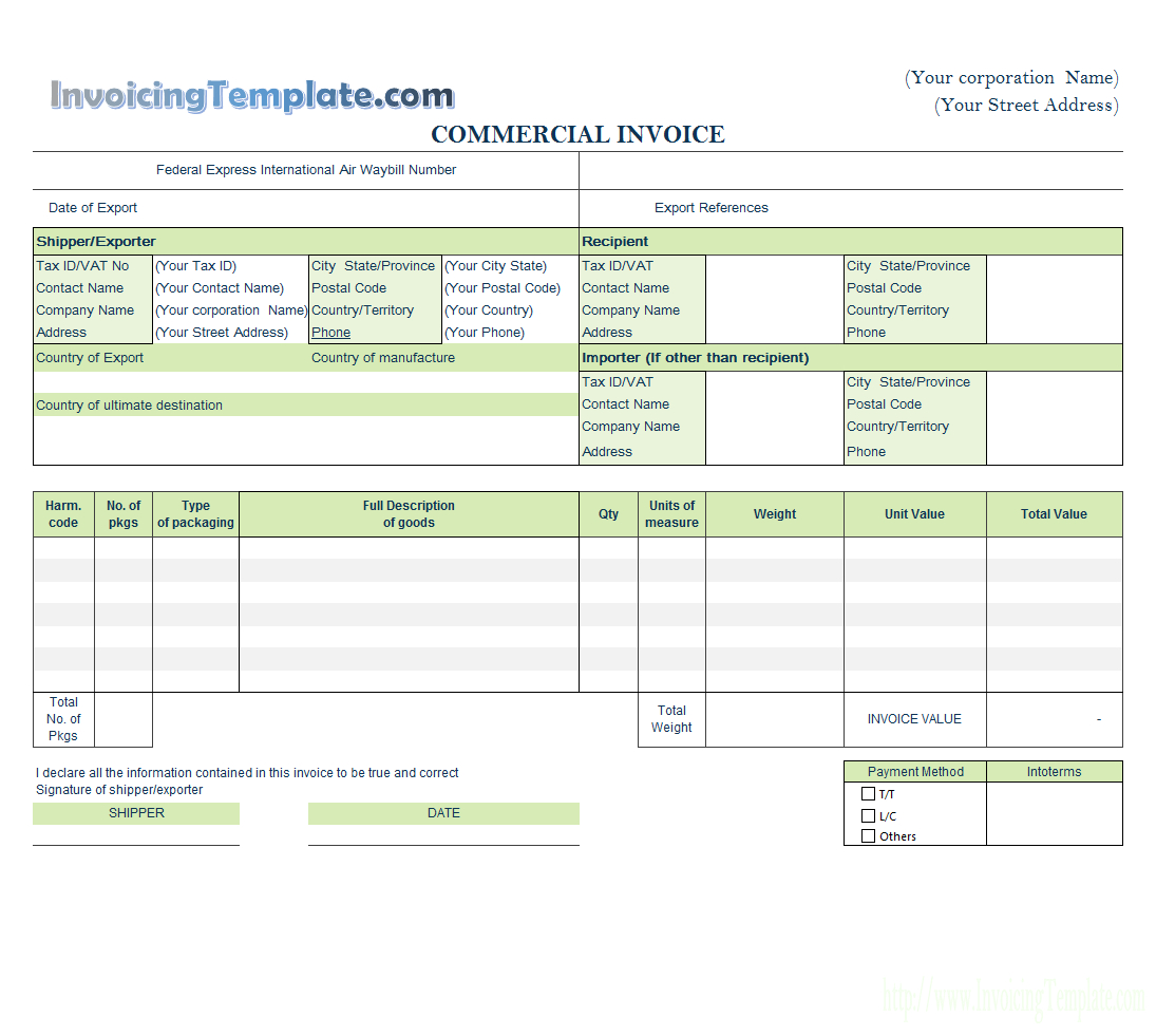 Commercial Invoice Templates – 20 Results Found In Commercial Invoice Template Word Doc