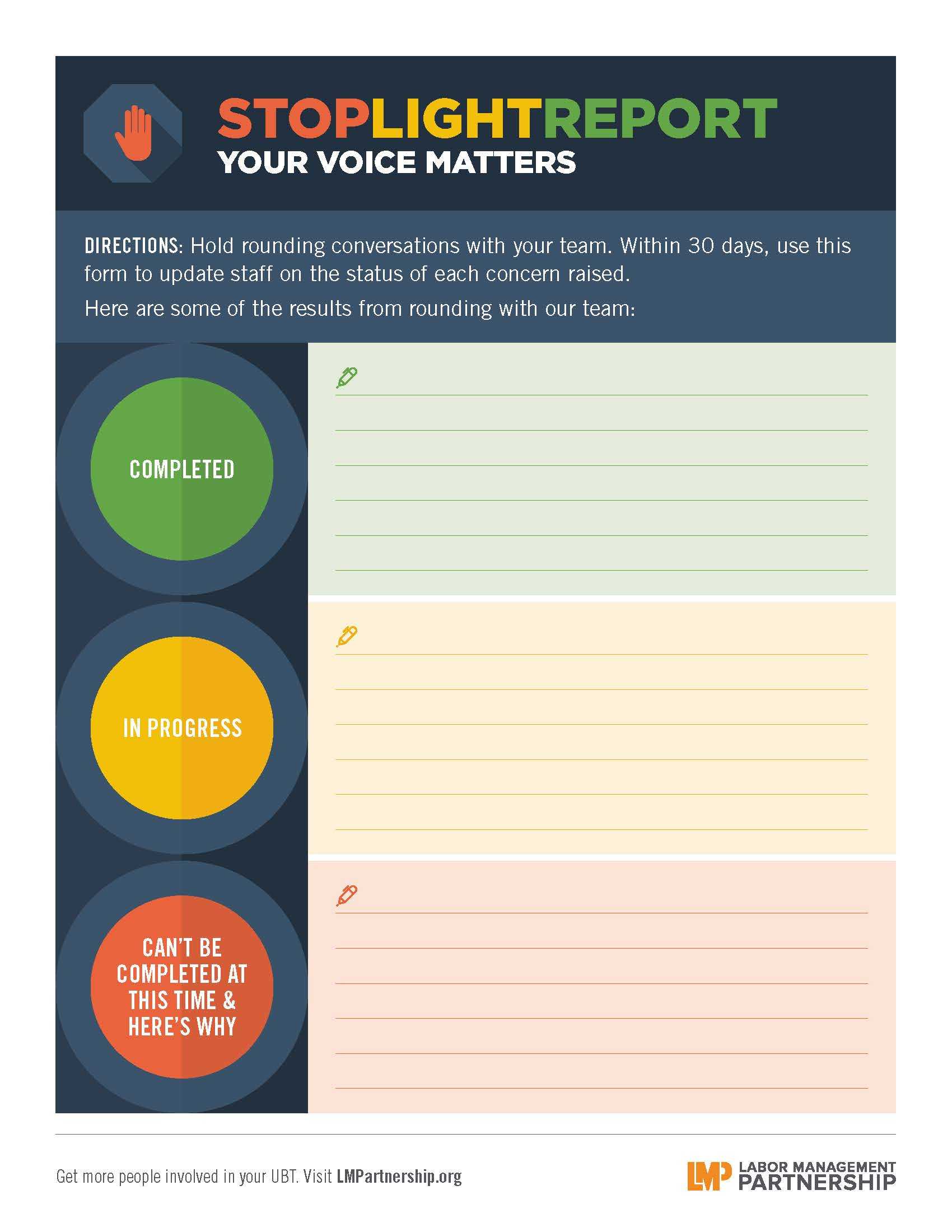 Communication | Labor Management Partnership Pertaining To Stoplight Report Template