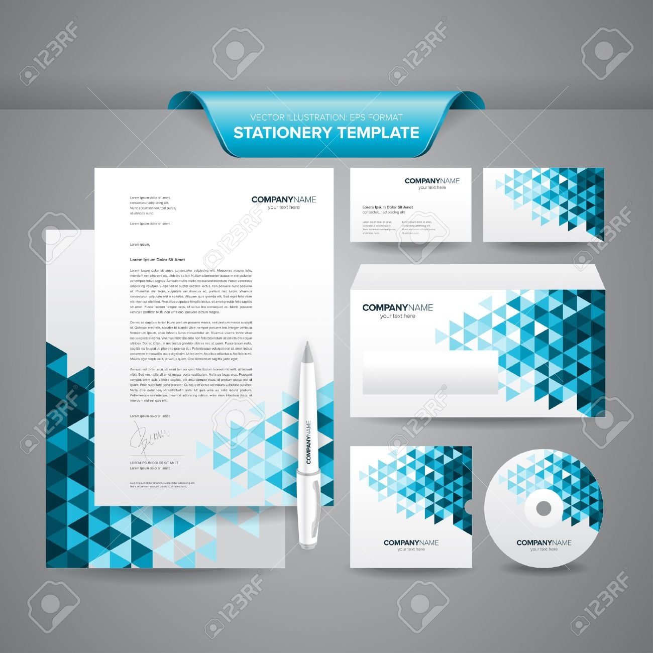 Complete Set Of Business Stationery Template Such As Letterhead,.. Inside Business Card Letterhead Envelope Template