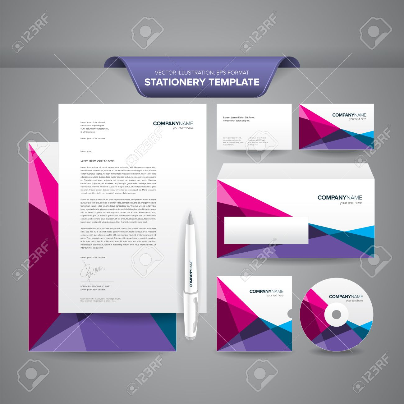 Complete Set Of Business Stationery Templates Such As Letterhead,.. With Regard To Business Card Letterhead Envelope Template
