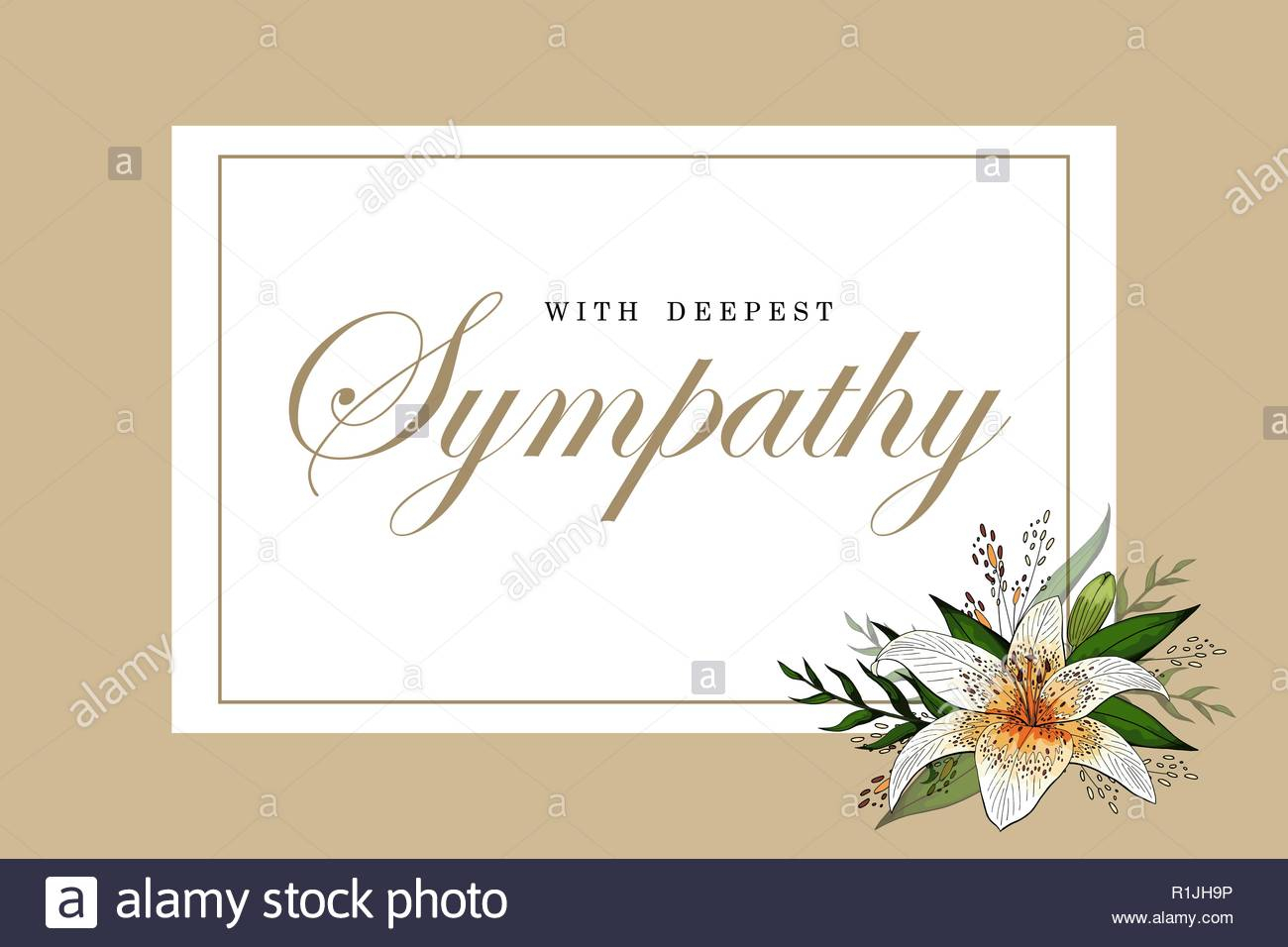 Condolences Sympathy Card Floral Lily Bouquet And Lettering Intended For Sympathy Card Template