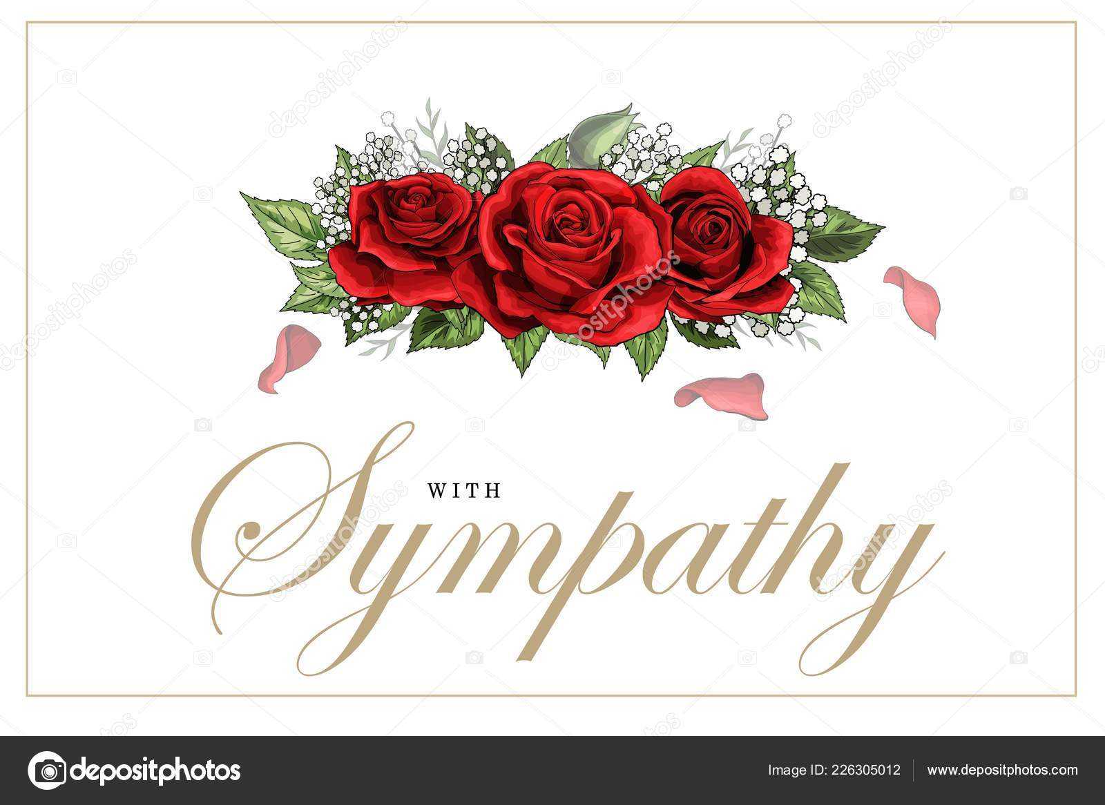 Condolences Sympathy Card Floral Red Roses Bouquet And In Sympathy Card Template