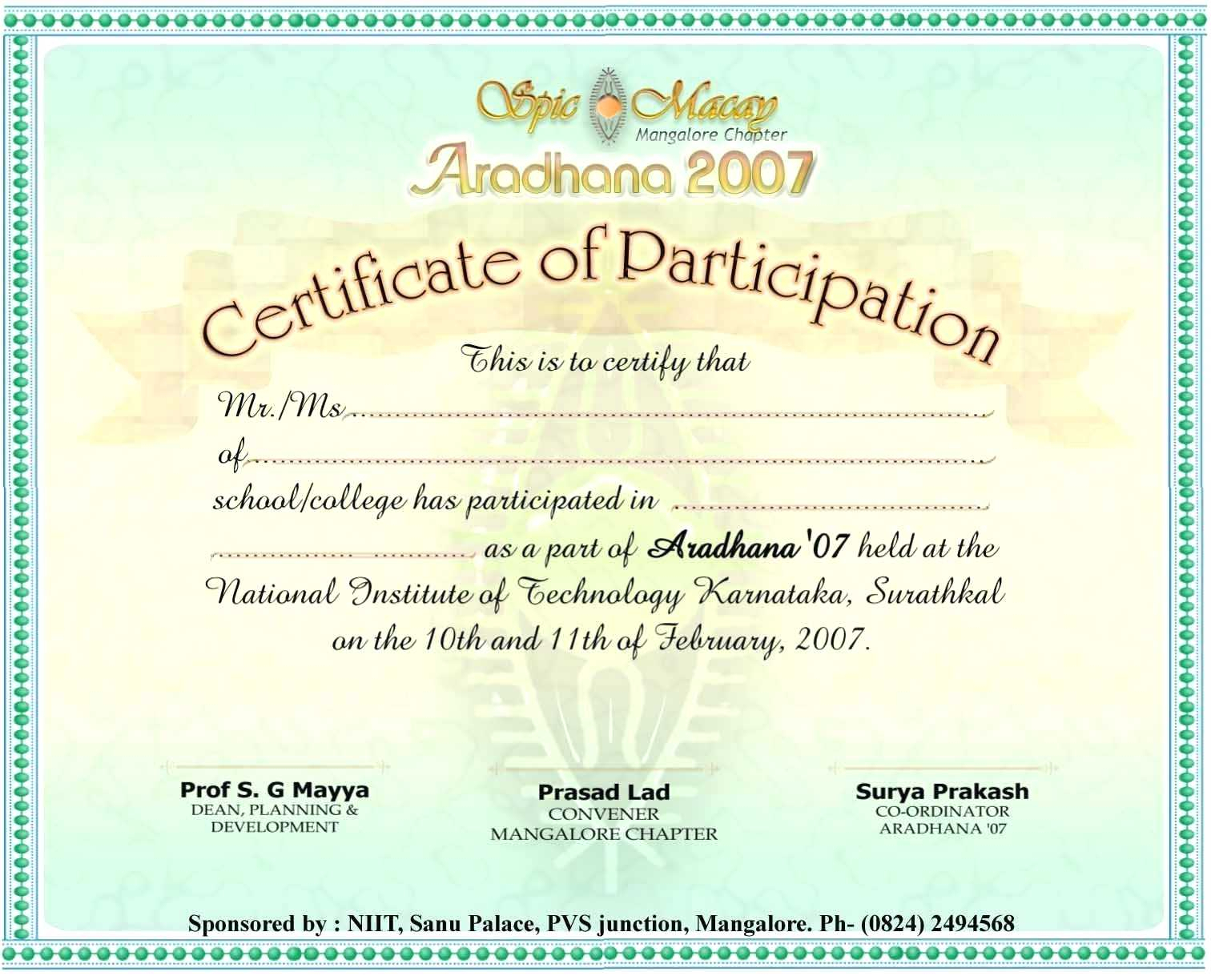 Conference Participation Certificate Template – Bizoptimizer Regarding Conference Participation Certificate Template