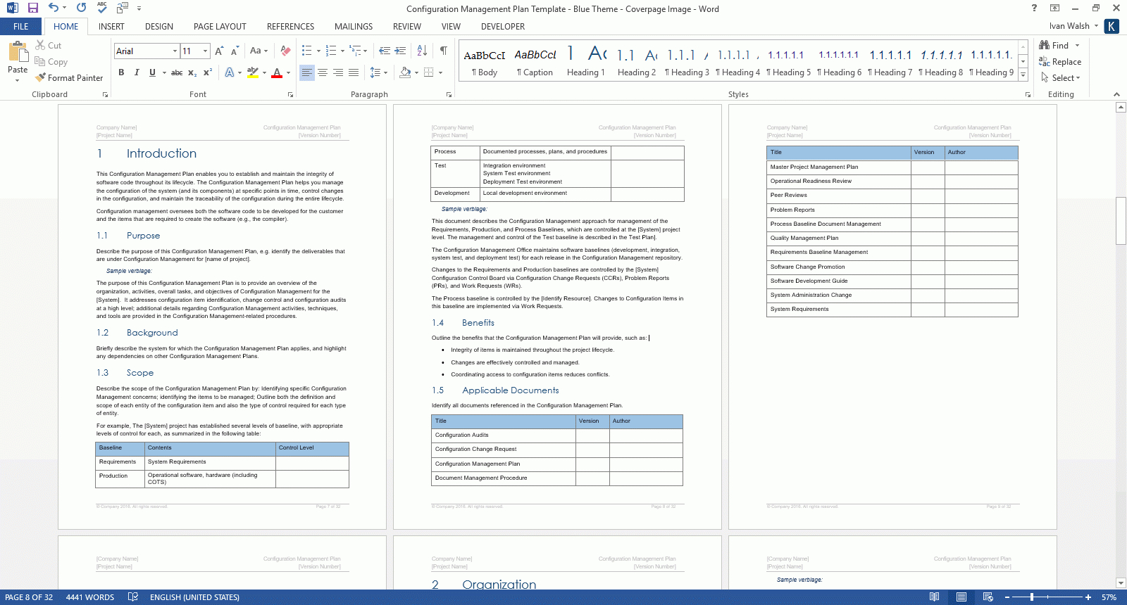 Configuration Management Plan Templates (Ms Office) With Regard To Training Manual Template Microsoft Word