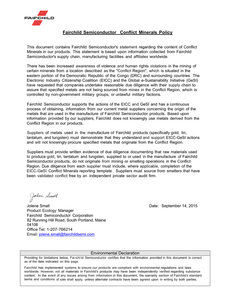 Conflict Minerals Reporting Template