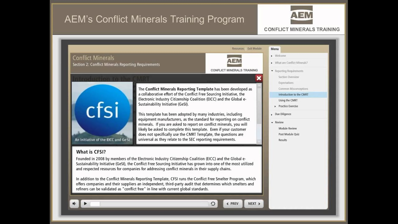Conflict Minerals Training – Aem | Association Of Equipment In Eicc Conflict Minerals Reporting Template