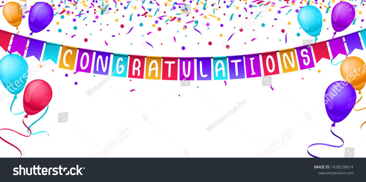 Congratulations Banner Template Balloons Confetti Isolated Throughout Congratulations Banner Template