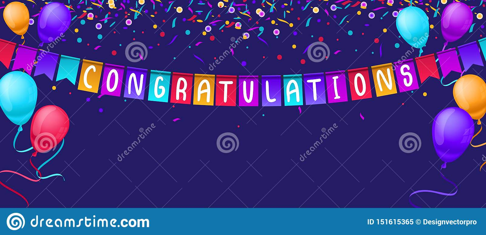 Congratulations Banner Template With Balloons And Confetti For Congratulations Banner Template