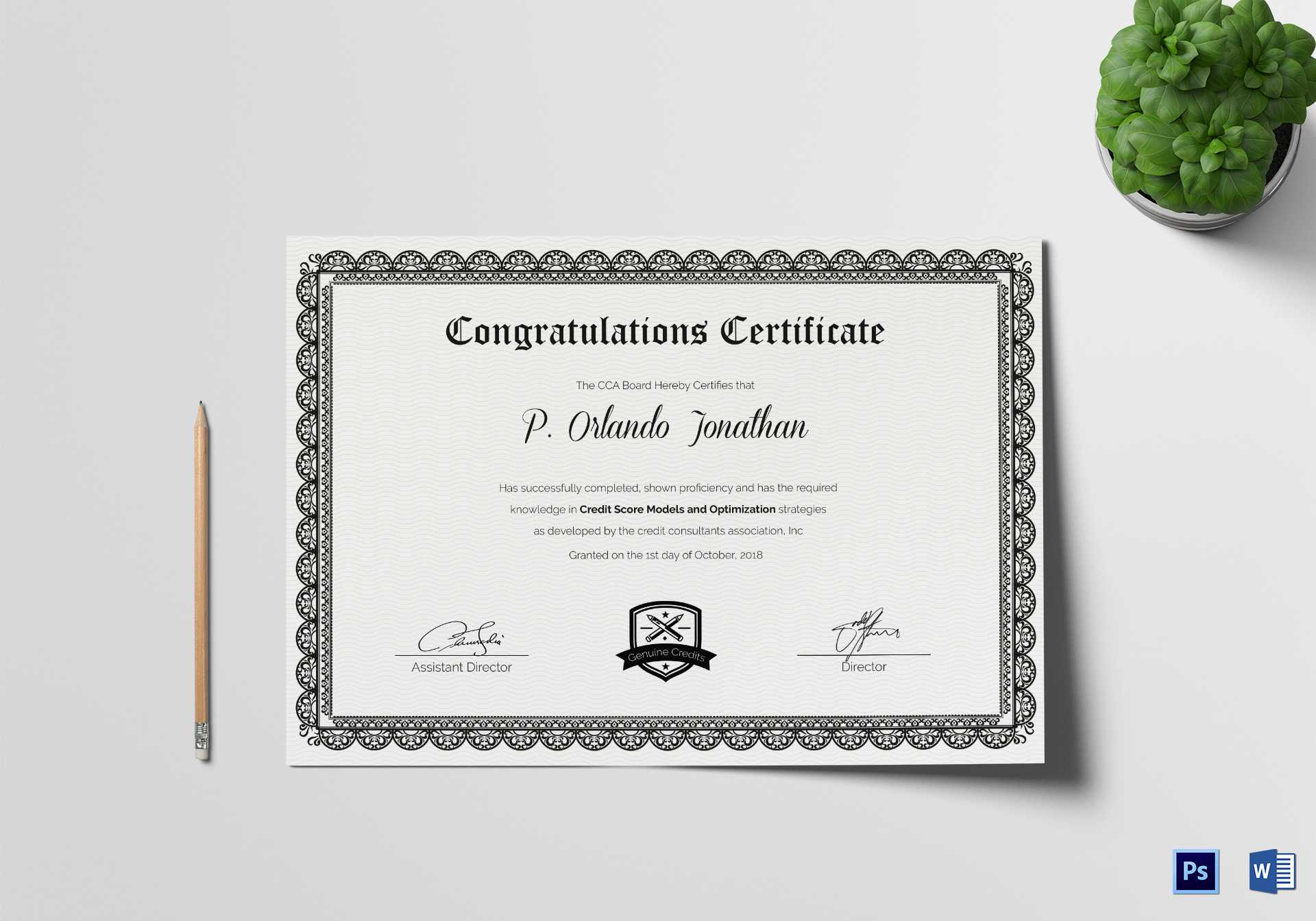 Congratulations Certificate Template Intended For Congratulations Certificate Word Template