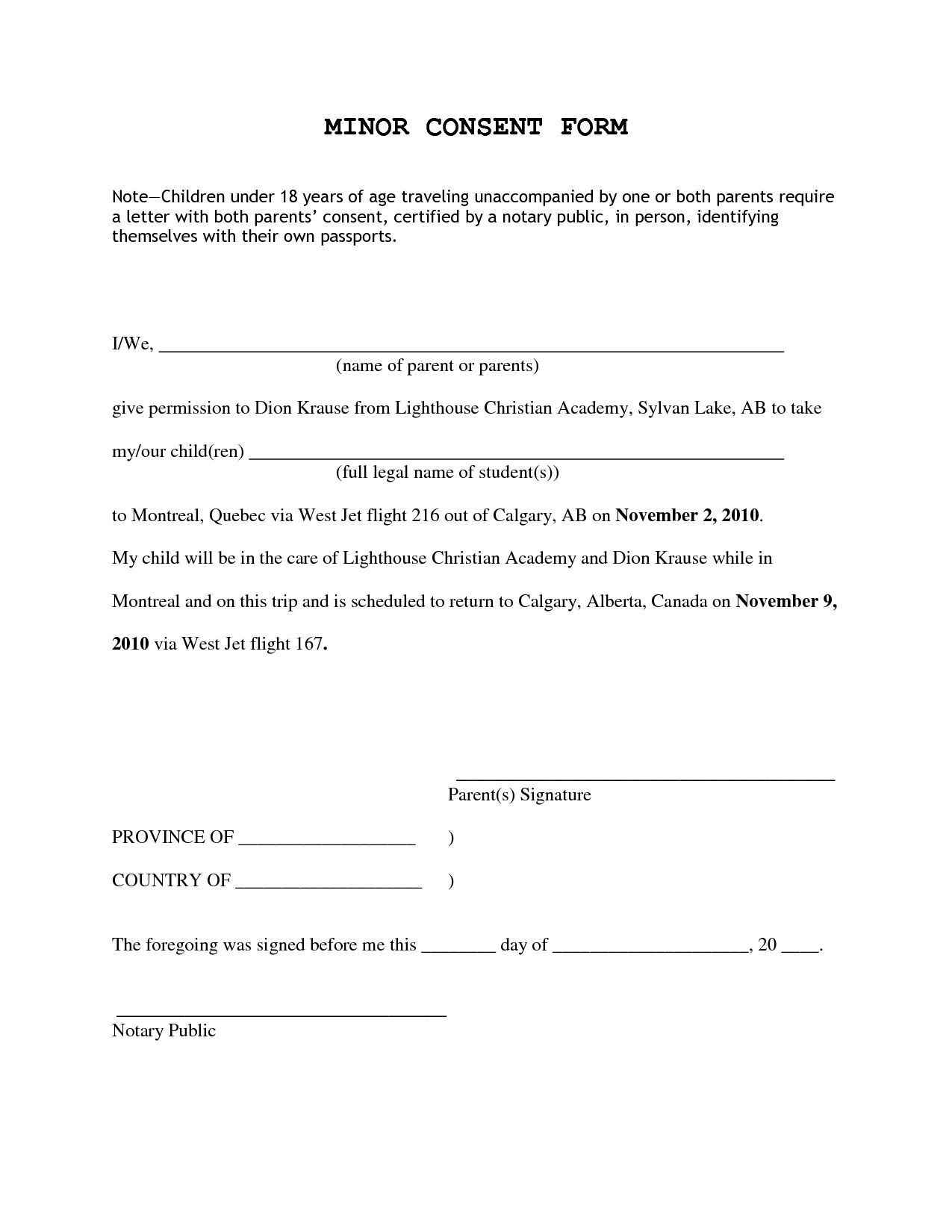 Consent Permission Inside Letter For Children Travelling Inside Fit To Fly Certificate Template