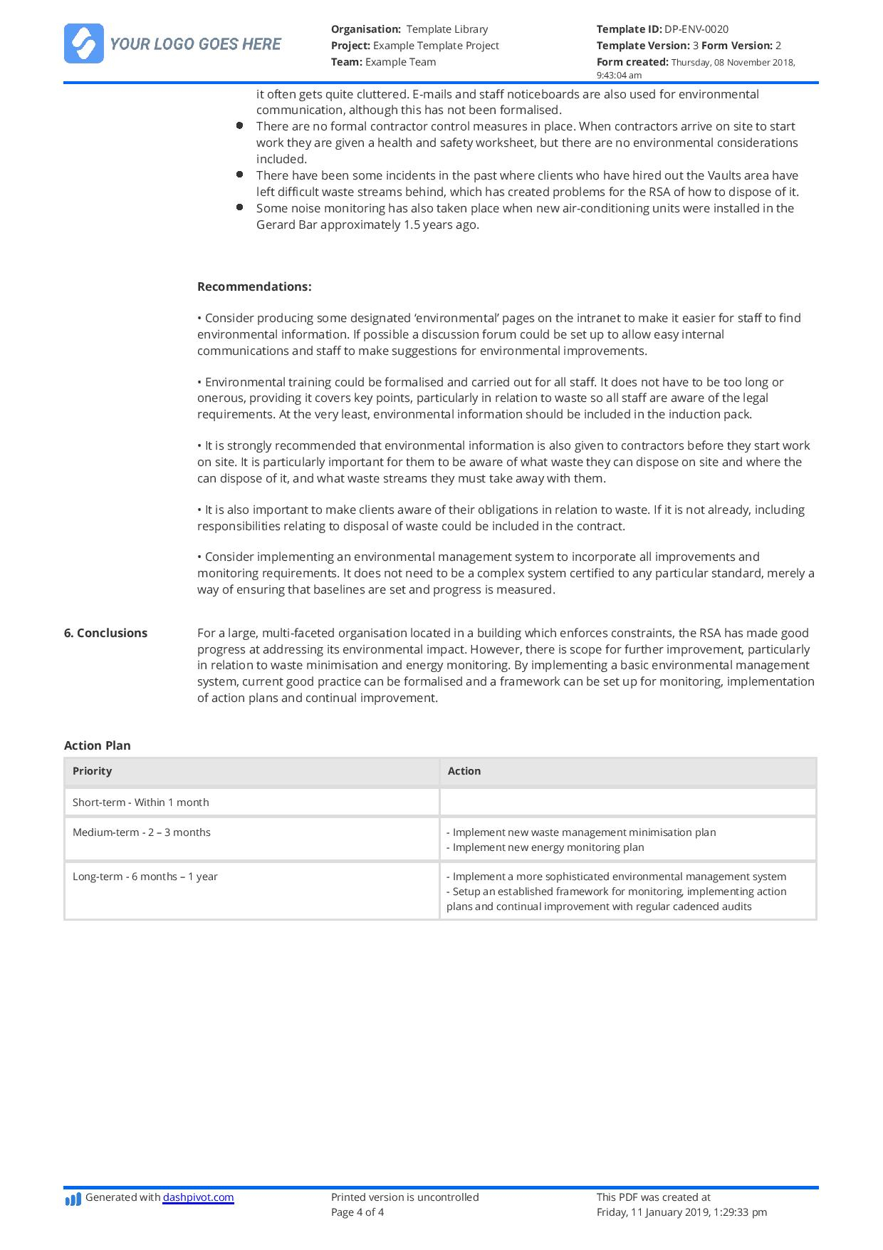 Construction Audit Report Sample: For Safety, Quality Throughout Information System Audit Report Template