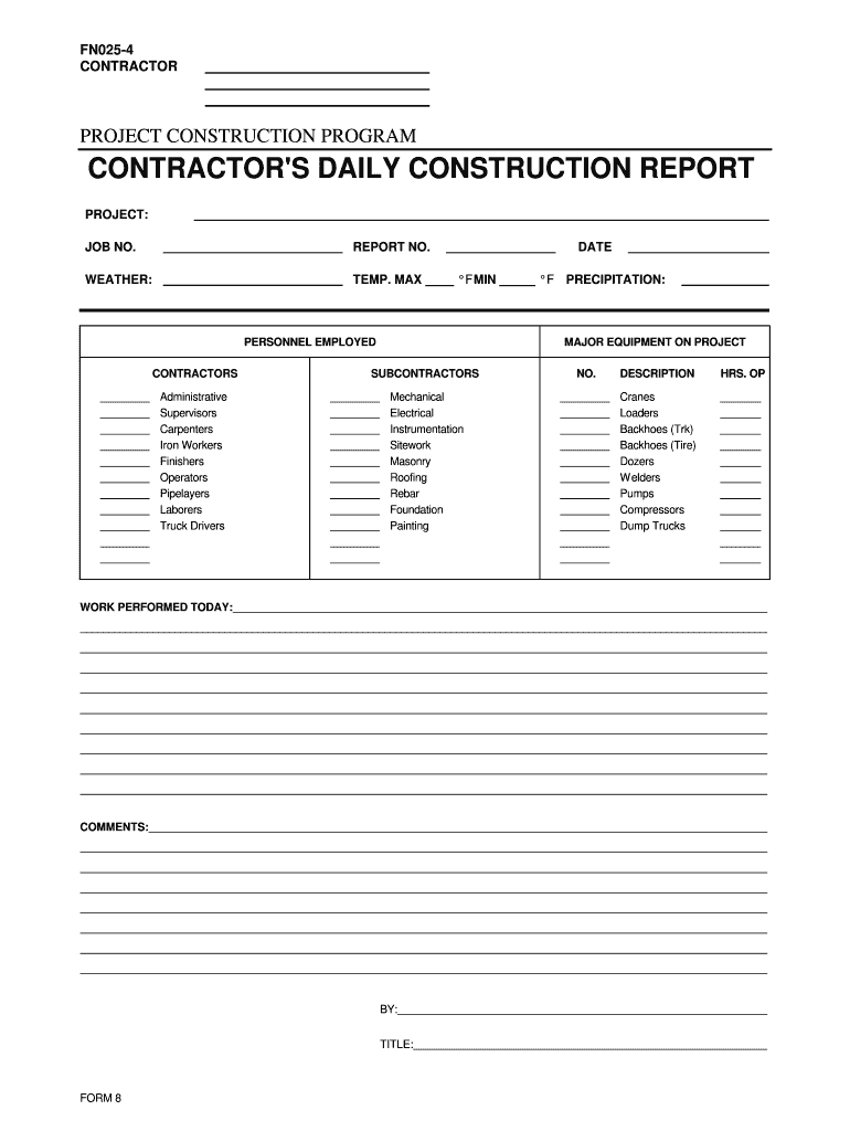 Construction Daily Report Template Excel – Fill Online Intended For Daily Reports Construction Templates