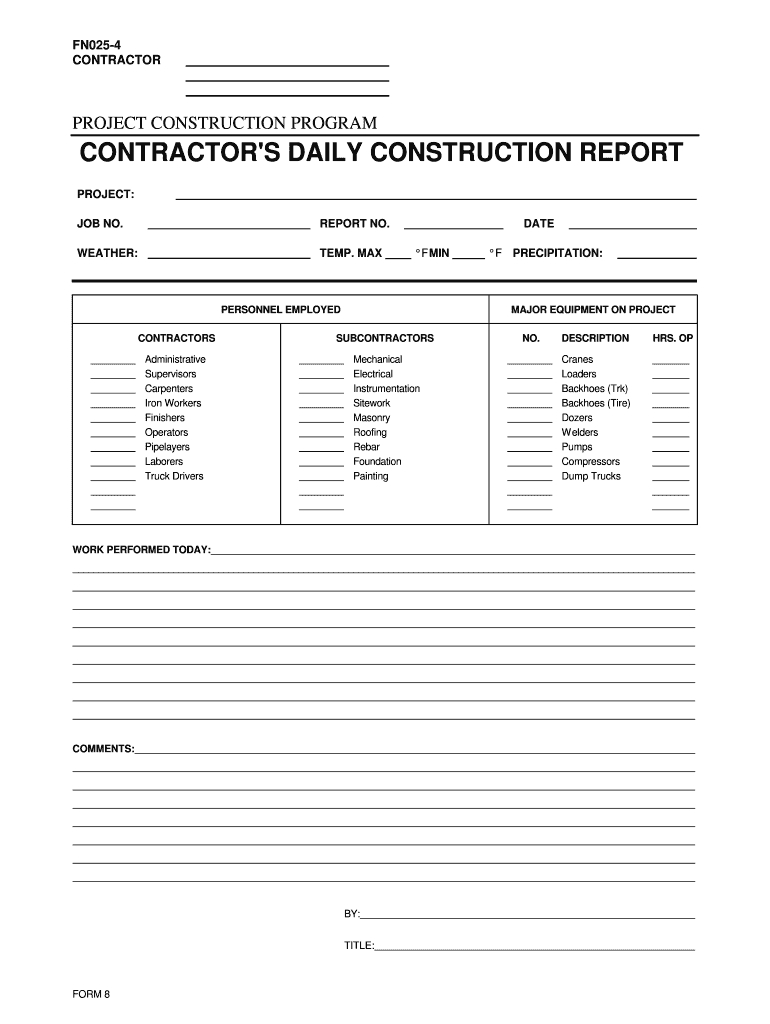 Construction Daily Report Template Excel – Fill Online With Regard To Superintendent Daily Report Template