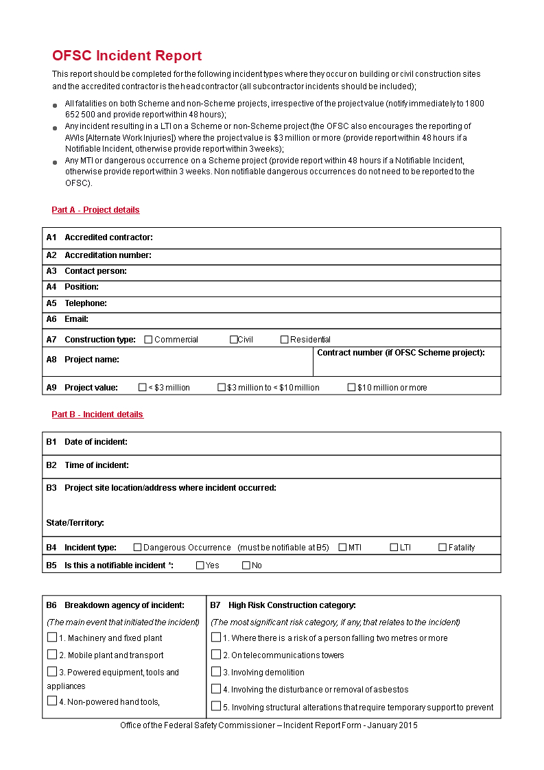 Construction Incident Report Form | Templates At Pertaining To Construction Accident Report Template