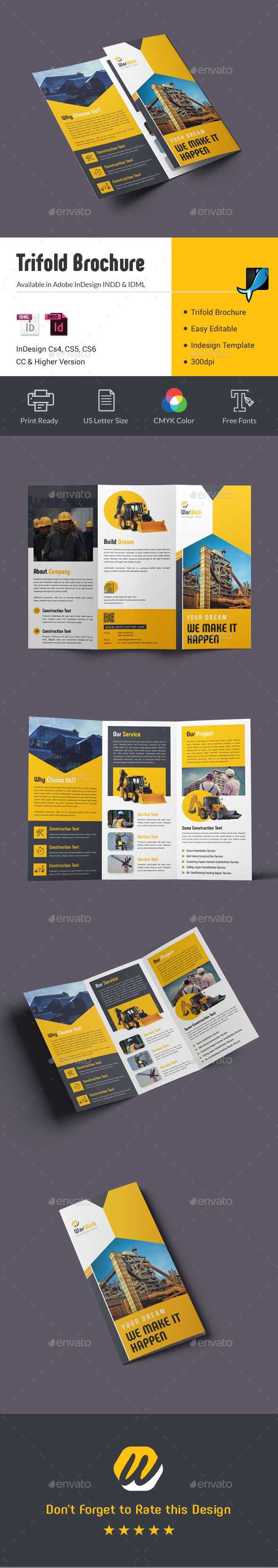 Construction Trifold Brochure Template Indesign Indd – Us Intended For Adobe Indesign Tri Fold Brochure Template