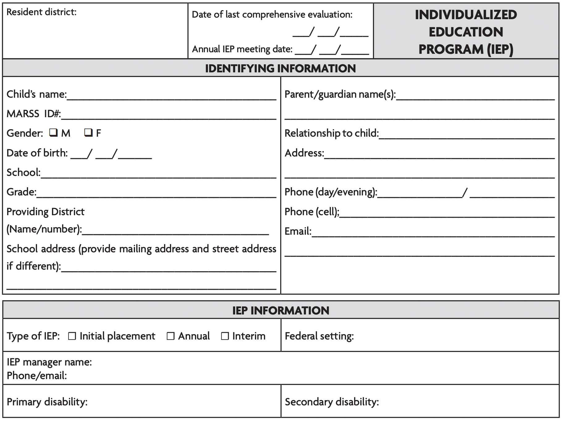 Content Of The Iep – Pacer Center In Summer School Progress Report Template