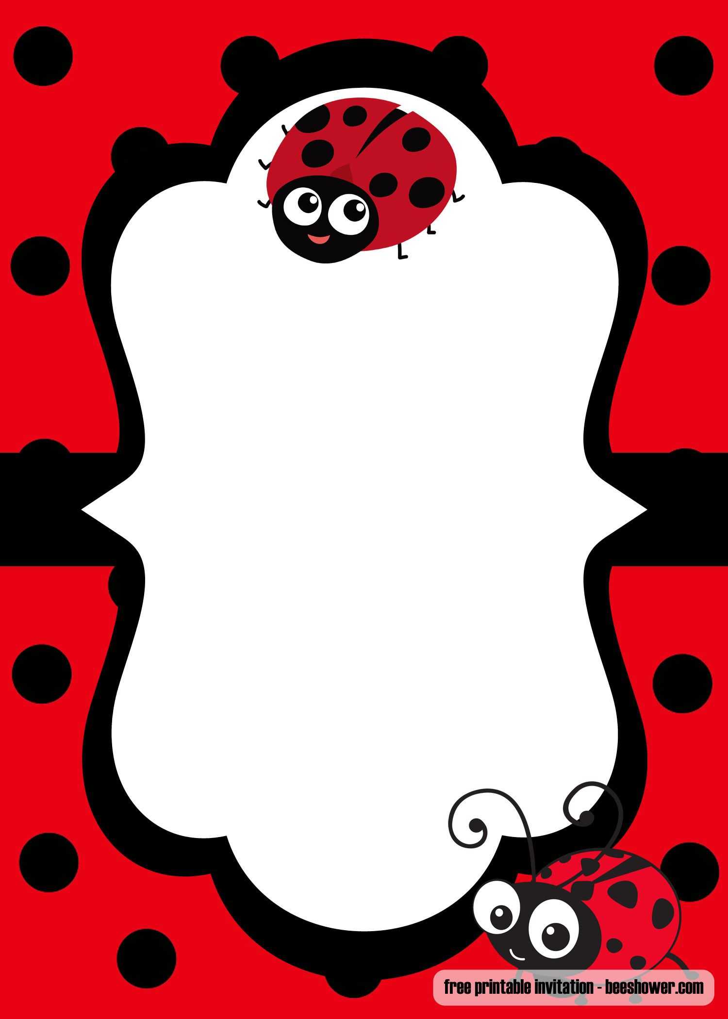 Cool Free Printable Ladybug Baby Shower Invitations Within Blank Ladybug Template