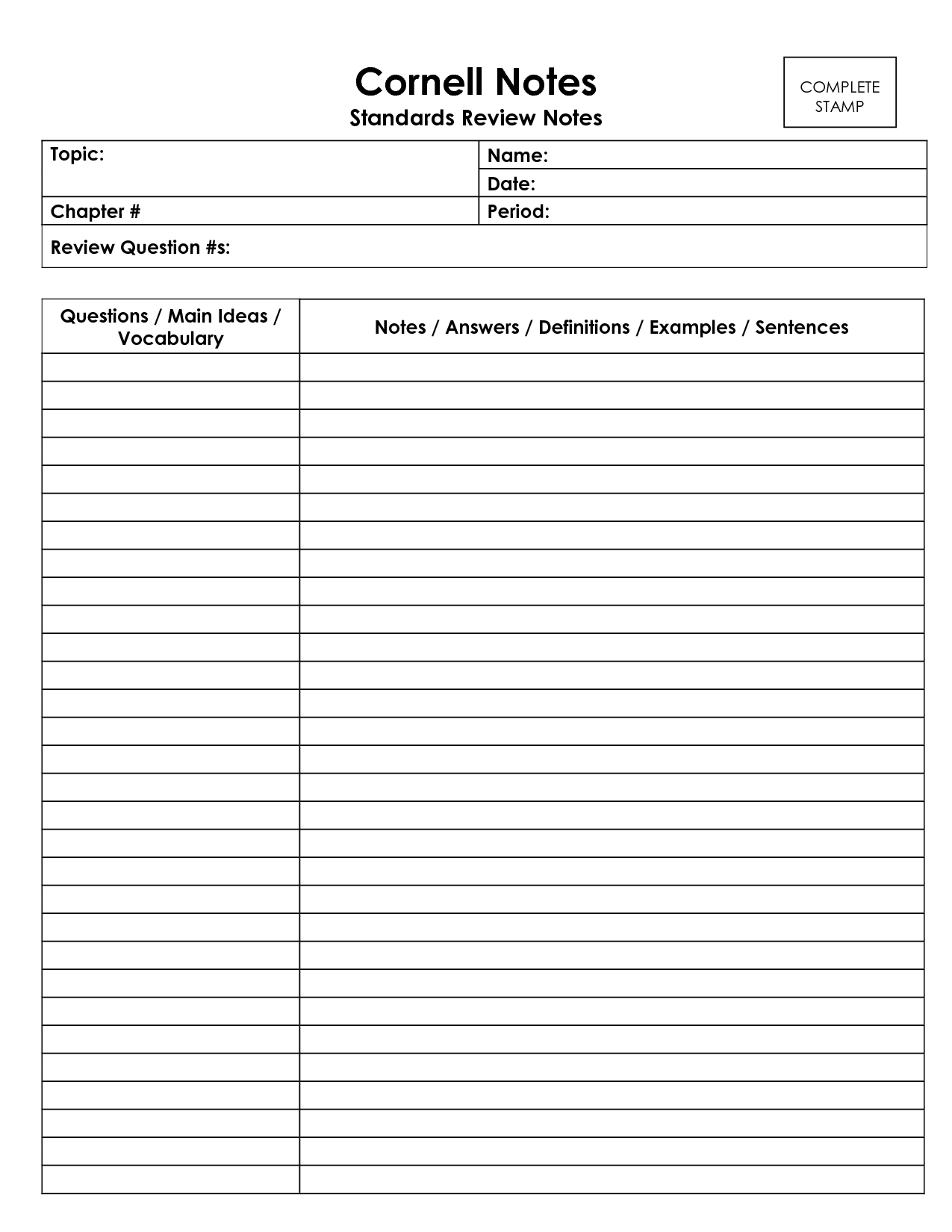 Cornell Notes Template Doc <B>Cornell Notes Template</b Within Cornell Note Template Word