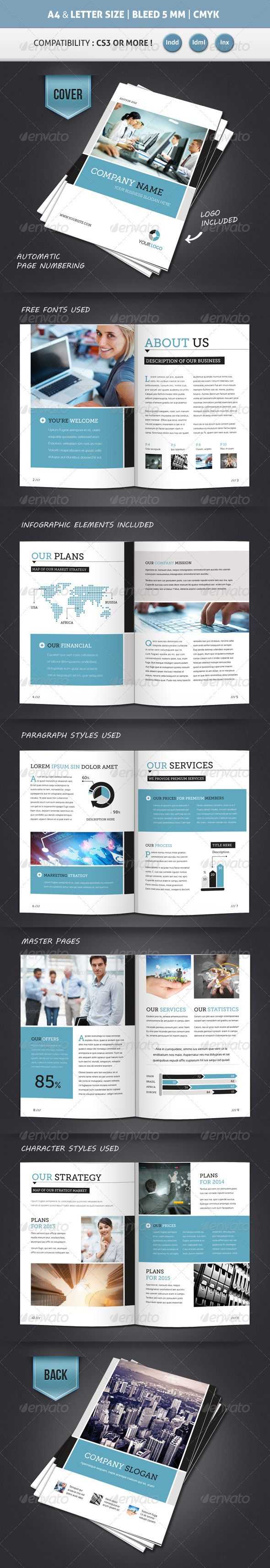 Corporate Brochure Template A4 & Letter 12 Pages Regarding 12 Page Brochure Template