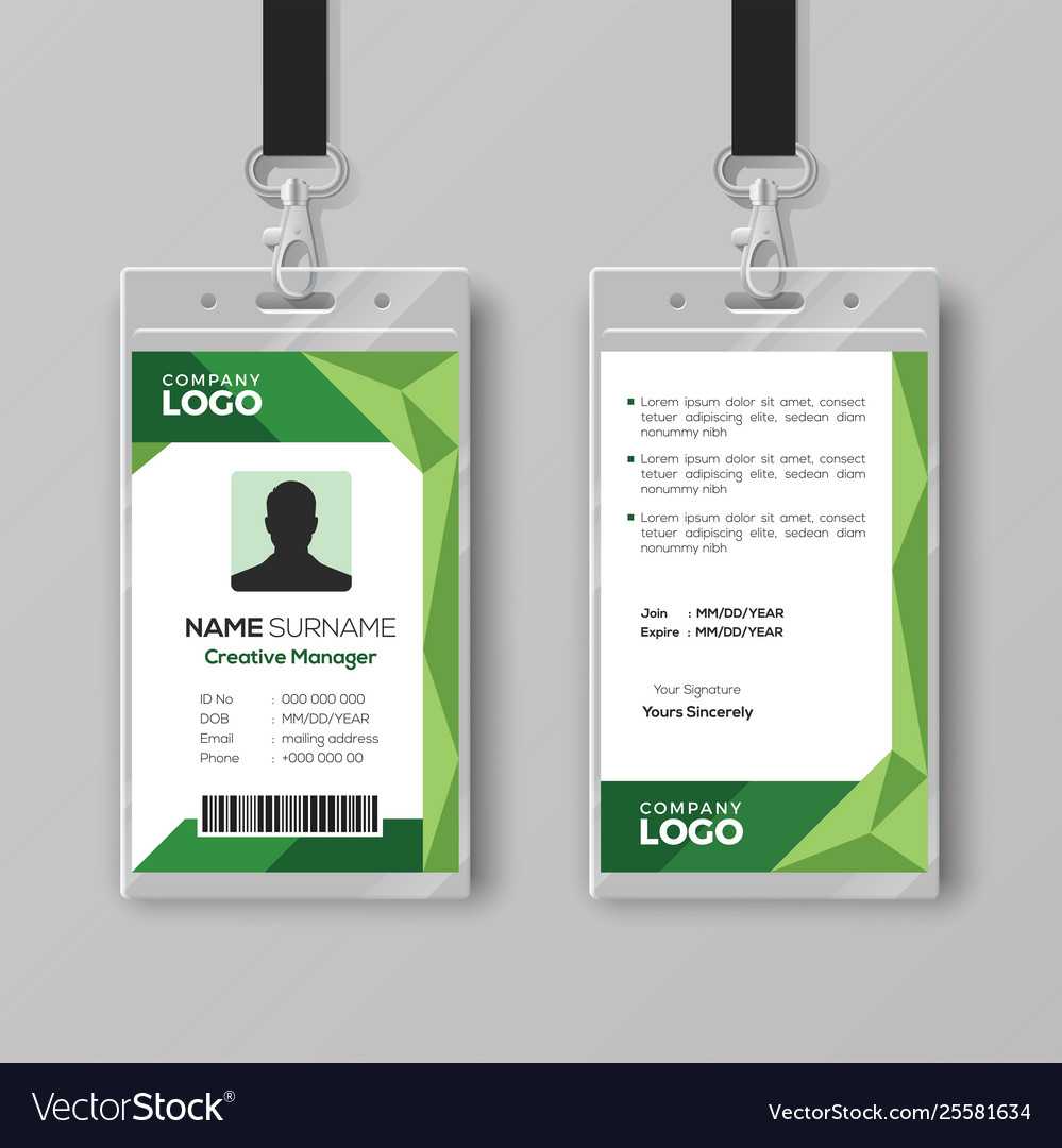 Corporate Id Card Template With Abstract Green With Regard To Work Id Card Template