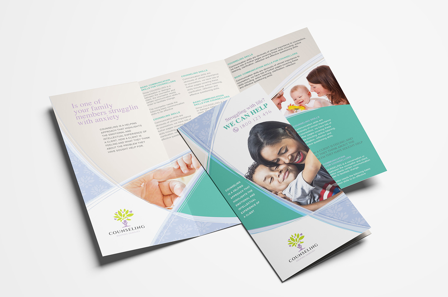 Counselling Service Tri Fold Brochure Template In Psd, Ai With Regard To Tri Fold Brochure Template Illustrator