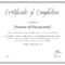 Course Completion Certificate Template With Class Completion Certificate Template