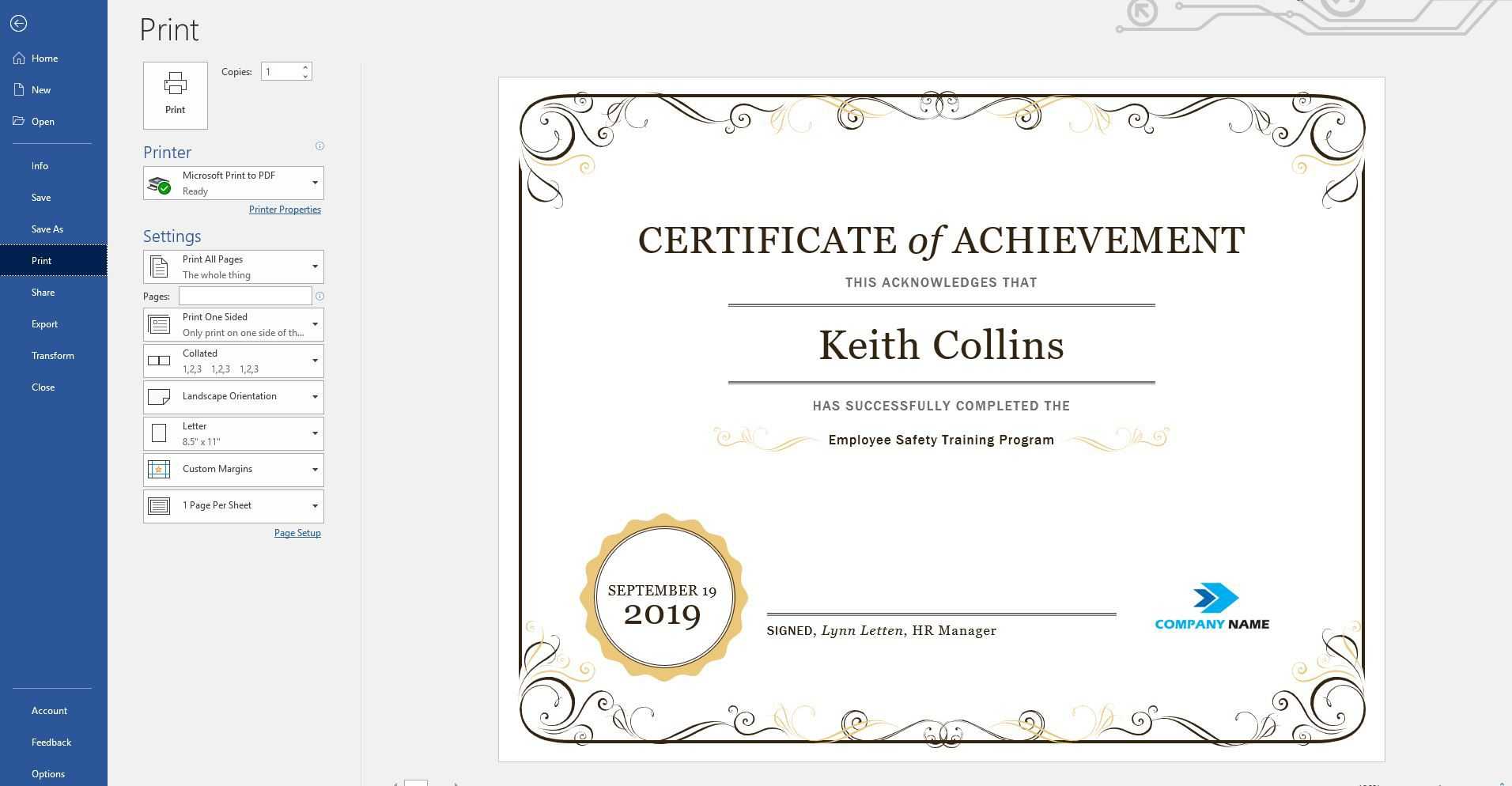 Create A Certificate Of Recognition In Microsoft Word Regarding Certificate Of Recognition Word Template