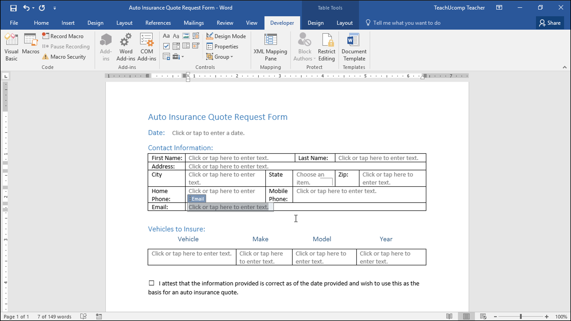 Create A Form In Word  Instructions And Video Lesson Within Word 2010 Templates And Add Ins