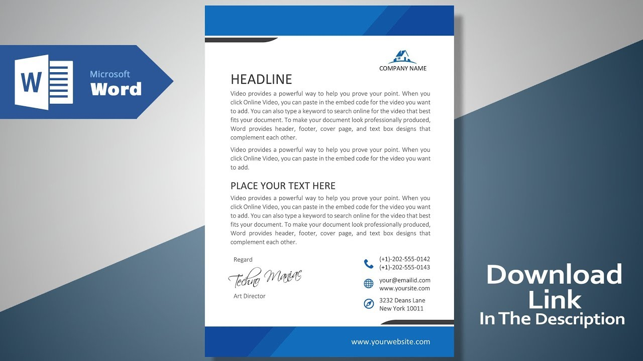 Create A Modern Professional Letterhead | Free Template | Ms Word  Letterhead Tutorial Version 2.0 Throughout Header Templates For Word