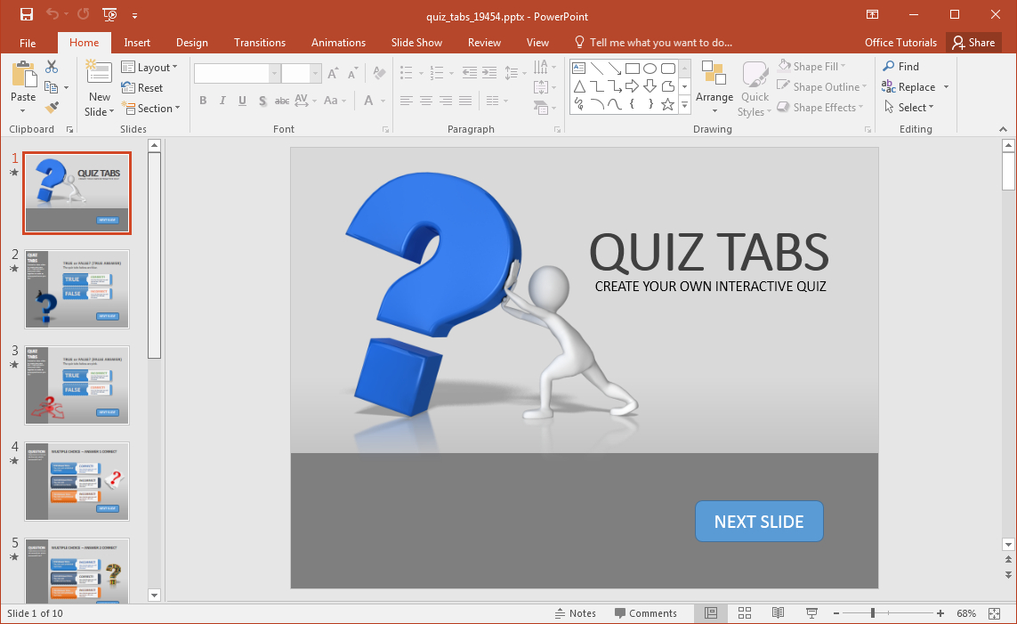Create A Quiz In Powerpoint With Quiz Tabs Powerpoint Template For Quiz Show Template Powerpoint
