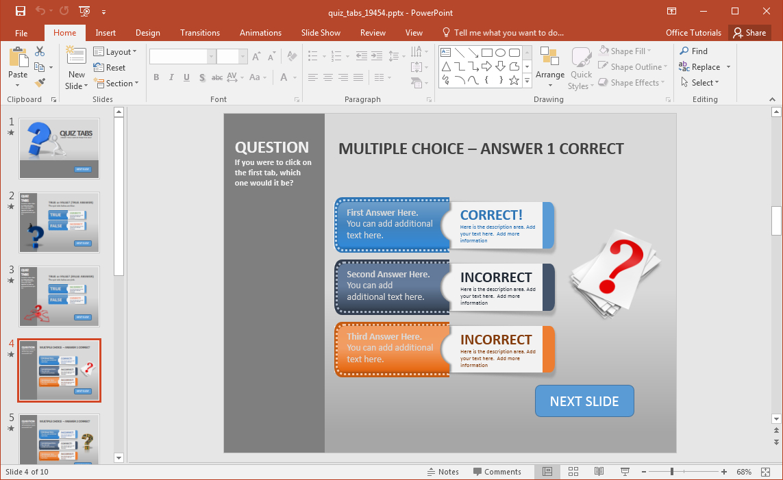 Create A Quiz In Powerpoint With Quiz Tabs Powerpoint Template Intended For Quiz Show Template Powerpoint
